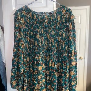 Floral Green and Yellow Dress